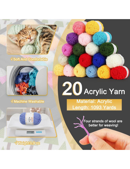 Kit de Crochet Aeelike 1000m Hilo Acrílico con Ganchos y Bolsa Kit de Crochet Aeelike 1000m Hilo Acrílico con Ganchos y Bolsa