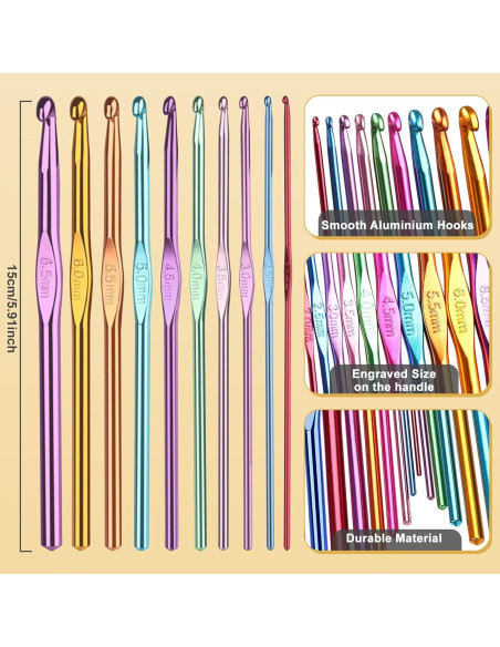 Kit de Crochet Aeelike 1000m Hilo Acrílico con Ganchos y Bolsa Kit de Crochet Aeelike 1000m Hilo Acrílico con Ganchos y Bolsa