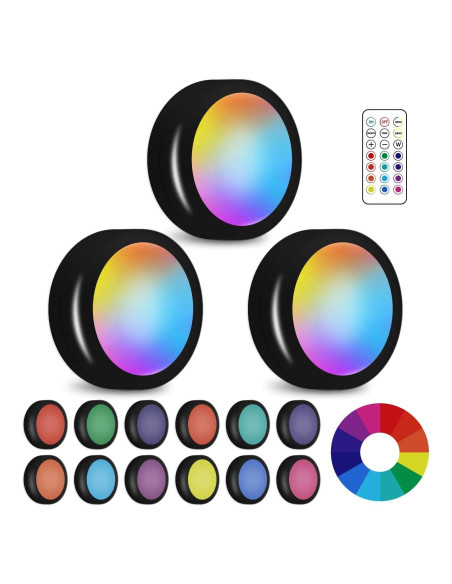 Luces LED disco SIXDEFLY 3 unidades RGB control remoto Luces LED disco SIXDEFLY 3 unidades RGB control remoto