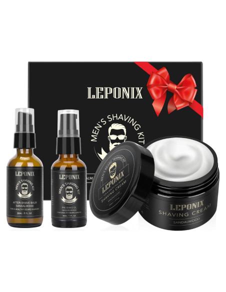 Juego de Afeitado para Hombres LEPONIX - Crema, Aceite y Balsamo Juego de Afeitado para Hombres LEPONIX - Crema, Aceite y Balsamo