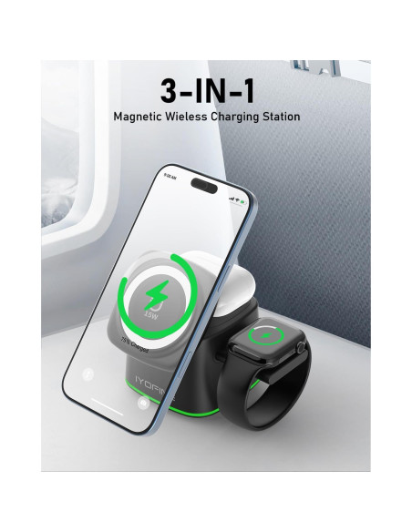 Estación de Carga 3 en 1 IYOFINE 15W para iPhone, Apple Watch y AirPods Estación de Carga 3 en 1 IYOFINE 15W para iPhone, Apple Watch y AirPods