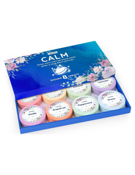 Juego de 8 pastillas efervescentes CalmNFiz para ducha - Aromas relajantes Juego de 8 pastillas efervescentes CalmNFiz para ducha - Aromas relajantes