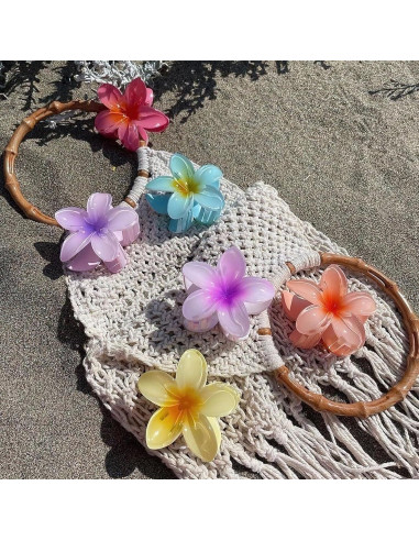 Pinzas para el cabello GQLV 4PCS con flores coloridas antideslizantes