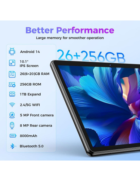 Tableta Android 14 PYNAREL TB02 10.1" 26GB RAM 256GB ROM Tableta Android 14 PYNAREL TB02 10.1" 26GB RAM 256GB ROM