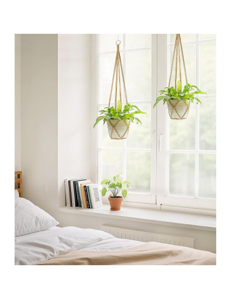 Colgador de Plantas de Macramé Dahey 89cm Juego de 2 Marrón Colgador de Plantas de Macramé Dahey 89cm Juego de 2 Marrón
