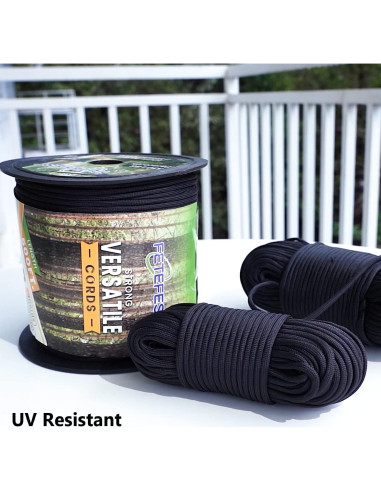 Cuerda Paracord 550 Fetefest 30.48M Nylon Resistente Negro