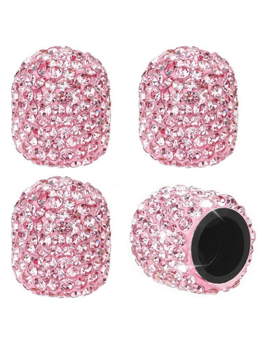 Tapas de Válvula de Neumático Snsnlent Rosa Brillante 4 Pcs