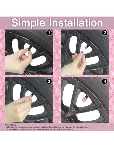 Tapas de Válvula de Neumático Snsnlent Rosa Brillante 4 Pcs