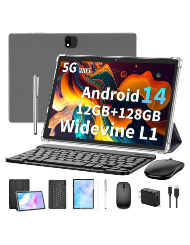 Tableta Android 14 JJGJ 10" 12GB RAM 128GB con teclado y accesorios