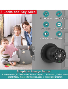 3 Perillas Electrónicas de Puerta Sin Llave BOTHSTAR YJ20R Negras 2