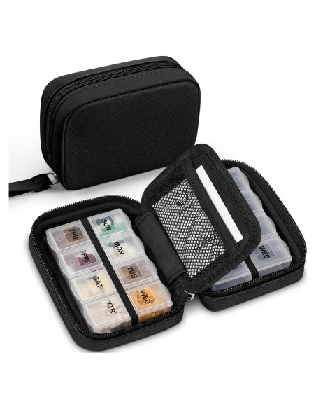Organizador de Pastillas Zannaki Negro con 2 Cajas Removibles Organizador de Pastillas Zannaki Negro con 2 Cajas Removibles