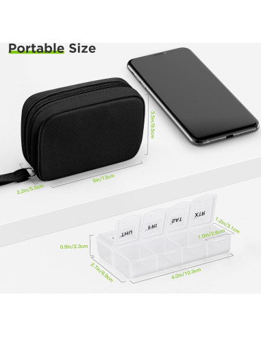 Organizador de Pastillas Zannaki Negro con 2 Cajas Removibles