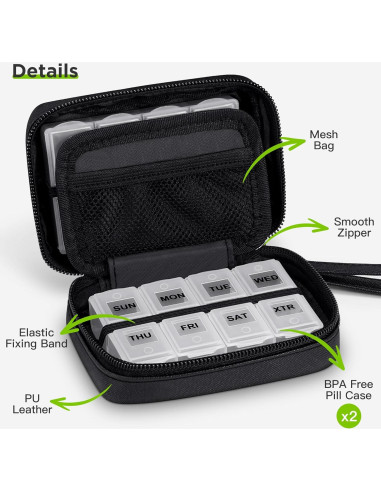 Organizador de Pastillas Zannaki Negro con 2 Cajas Removibles