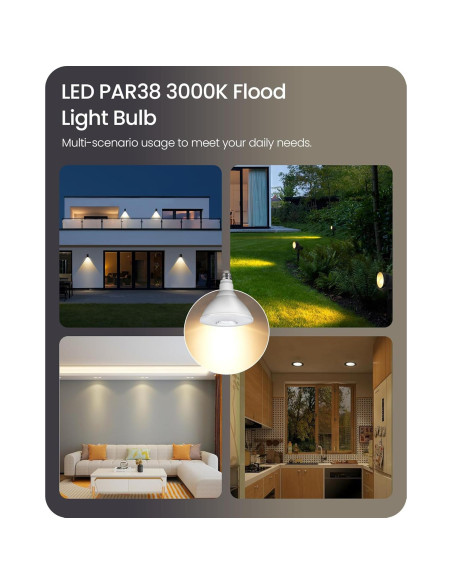 Paquete de 2 Bombillas LED PAR38 18W Regulables IP65 Luz Cálida Paquete de 2 Bombillas LED PAR38 18W Regulables IP65 Luz Cálida