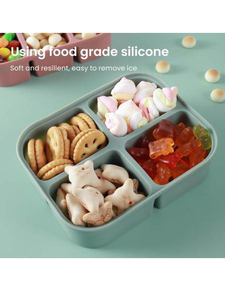 Bandeja de Hielo Nbyouw 2 Pack Silicona Libre BPA Verde 4 Cubos Bandeja de Hielo Nbyouw 2 Pack Silicona Libre BPA Verde 4 Cubos
