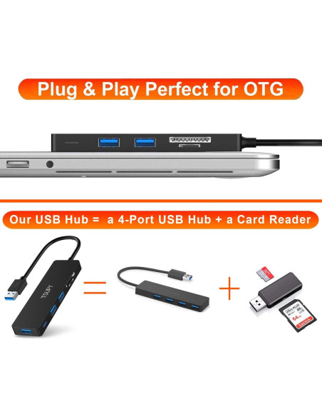 Hub USB 3.0 TSUPY 5 en 1 con Lector de Tarjetas SD y TF Hub USB 3.0 TSUPY 5 en 1 con Lector de Tarjetas SD y TF