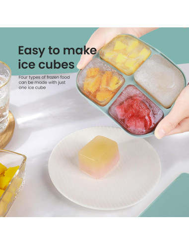Bandeja de Hielo Nbyouw 2 Pack Silicona Libre BPA Verde 4 Cubos