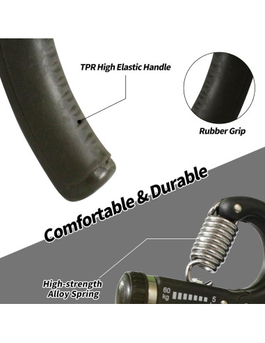 Fortalecedor de Mano LSKSSNG Ajustable 5-60kg Antideslizante