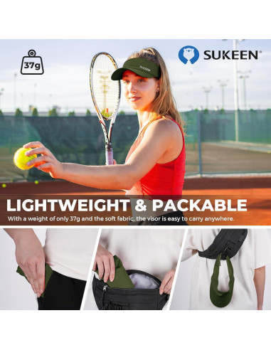 Visera Deportiva Sukeen Unisex Ligera Enfriadora UPF50+ Verde Militar