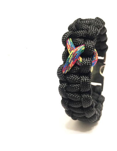 Pulsera de Paracord Negra Ajustable Tru550 17.78 cm Autismo