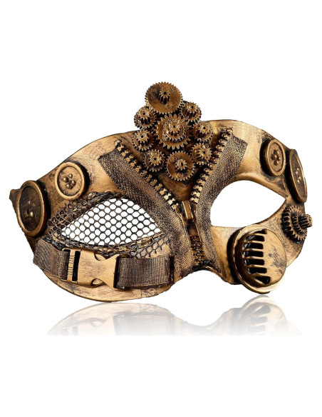 Máscara Mecánica Steampunk MYSEUNI para Hombres - Dorada Máscara Mecánica Steampunk MYSEUNI para Hombres - Dorada