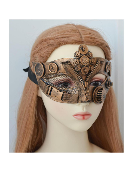 Máscara Mecánica Steampunk MYSEUNI para Hombres - Dorada Máscara Mecánica Steampunk MYSEUNI para Hombres - Dorada