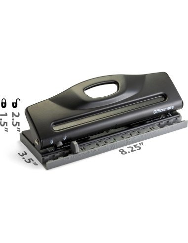 Perforadora Ajustable Officemate 6 Agujeros 0.65 kg Negra