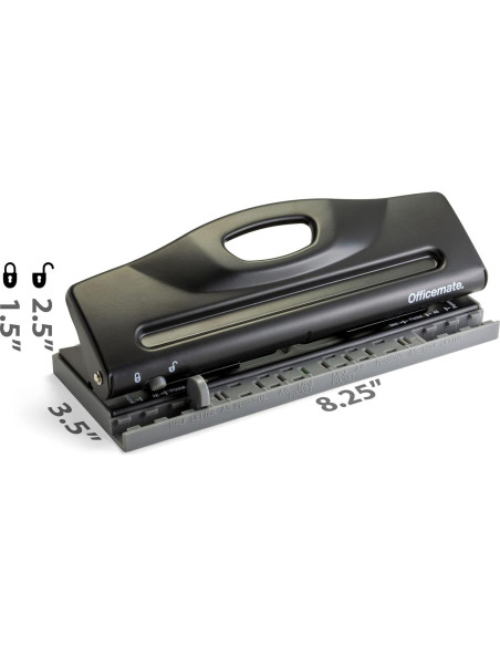 Perforadora Ajustable Officemate 6 Agujeros 0.65 kg Negra Perforadora Ajustable Officemate 6 Agujeros 0.65 kg Negra
