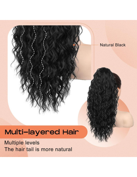 Extensión de Cola de Caballo Rizada SEIKEA 46 cm Negra Clip Extensión de Cola de Caballo Rizada SEIKEA 46 cm Negra Clip