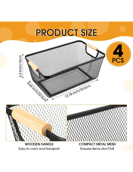 Cesta de Alambre de Metal Ziliny Grande con Mangos de Madera Cesta de Alambre de Metal Ziliny Grande con Mangos de Madera