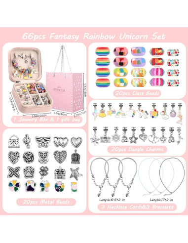 Kit de Pulseras con Encanto UFU para Niñas - 66 Piezas