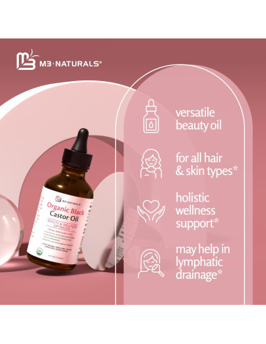 Aceite de Ricino Negro Orgánico M3 Naturals 118 ml para Cabello
