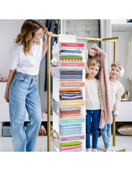 Organizador de Closet Colgante Momok 6 Estantes Blanco Organizador de Closet Colgante Momok 6 Estantes Blanco