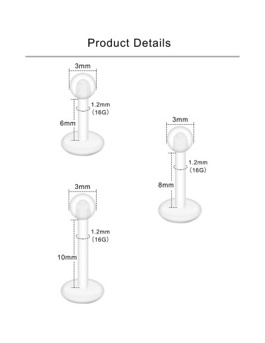 Pendientes Transparentes Lcolyoli 16G 6-10mm para Deportes
