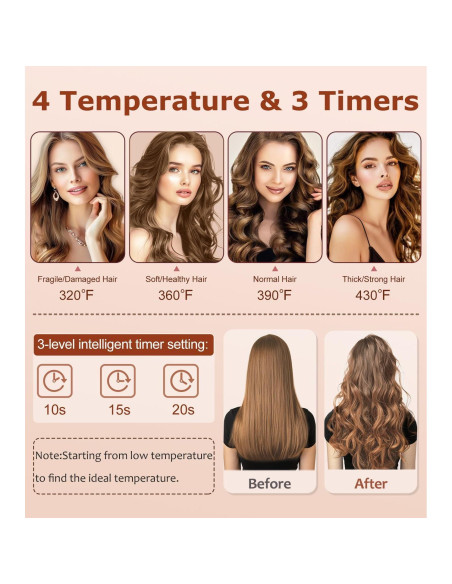 Rizador de Cabello Automático BILITOK Negro 4 Temperaturas 3 Temporizadores Rizador de Cabello Automático BILITOK Negro 4 Temperaturas 3 Temporizadores