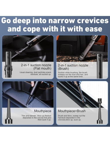 Aspiradora Portátil DEDC VC012 15000Pa Inalámbrica LED