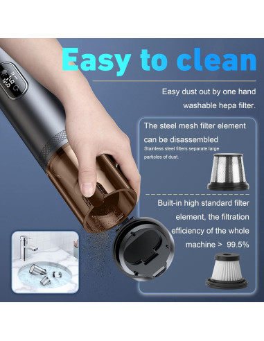 Aspiradora Portátil DEDC VC012 15000Pa Inalámbrica LED