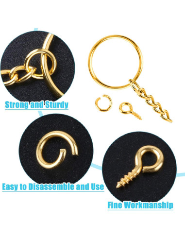 Kit de Anillos para Llaveros PAXCOO 300 Piezas Dorado