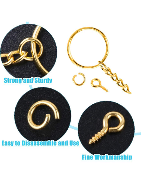 Kit de Anillos para Llaveros PAXCOO 300 Piezas Dorado Kit de Anillos para Llaveros PAXCOO 300 Piezas Dorado