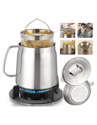 Olla Freidora Multifuncional LittleChef 2L Acero Inoxidable