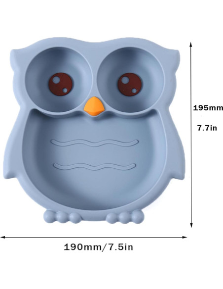 Plato de Succión PandaEar para Niños - Silicona Irrompible Azul Plato de Succión PandaEar para Niños - Silicona Irrompible Azul