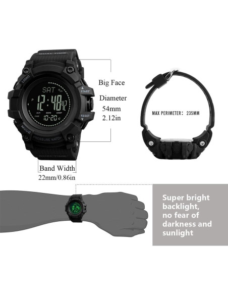 Reloj Digital Militar AOSLSI con Brújula y Altímetro Reloj Digital Militar AOSLSI con Brújula y Altímetro