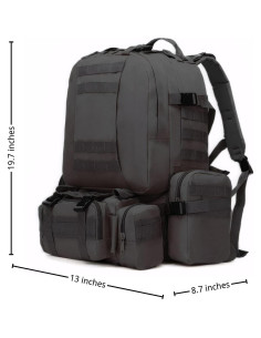 Mochila Táctica Militar Fortune Edge 60L Impermeable Negra 2