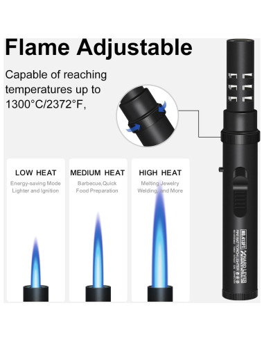 Encendedor de Antorcha Butano CAMVIL TORCH Negro Recargable