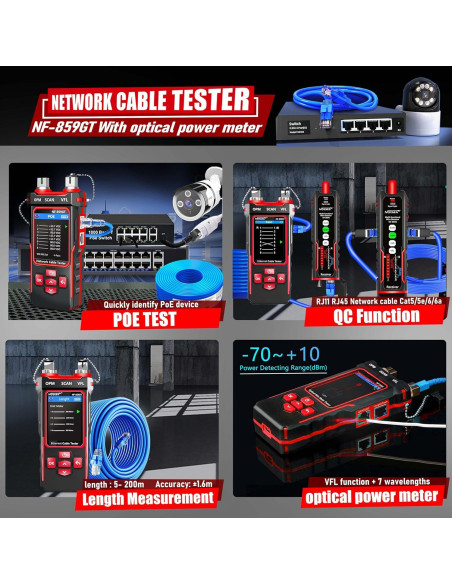Probador de Cable de Red NF-859GT con Medidor de Potencia Óptica Probador de Cable de Red NF-859GT con Medidor de Potencia Óptica