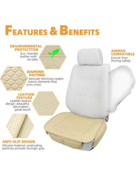 Fundas de Asiento de Coche Elantrip 4805-BE Beige Acolchadas Fundas de Asiento de Coche Elantrip 4805-BE Beige Acolchadas