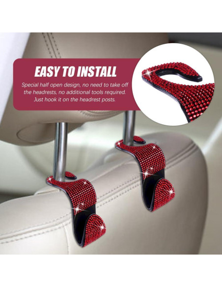 Ganchos para Reposacabezas de Coche Deemars - Paquete de 2 - Rojo Ganchos para Reposacabezas de Coche Deemars - Paquete de 2 - Rojo