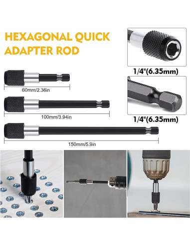 Juego de Herramientas MXiiXM: Extensión de Broca Flexible y Adaptadores