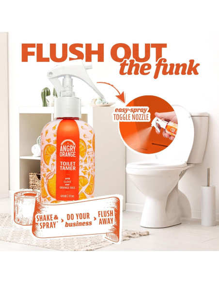 Spray Toilet Tamer Angry Orange 170 g - Aroma Cítricos y Clavo Spray Toilet Tamer Angry Orange 170 g - Aroma Cítricos y Clavo