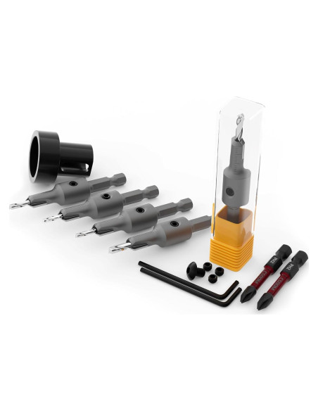 Juego de Brocas de Avellanado CSOOM 9 Piezas para Madera Juego de Brocas de Avellanado CSOOM 9 Piezas para Madera